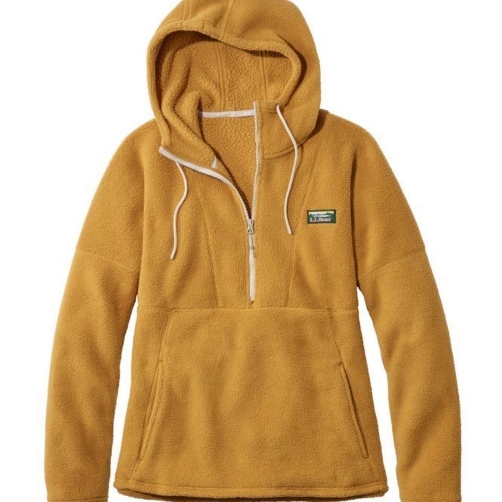 L.L. Bean Mustard Yellow Fleece Pullover Sz M